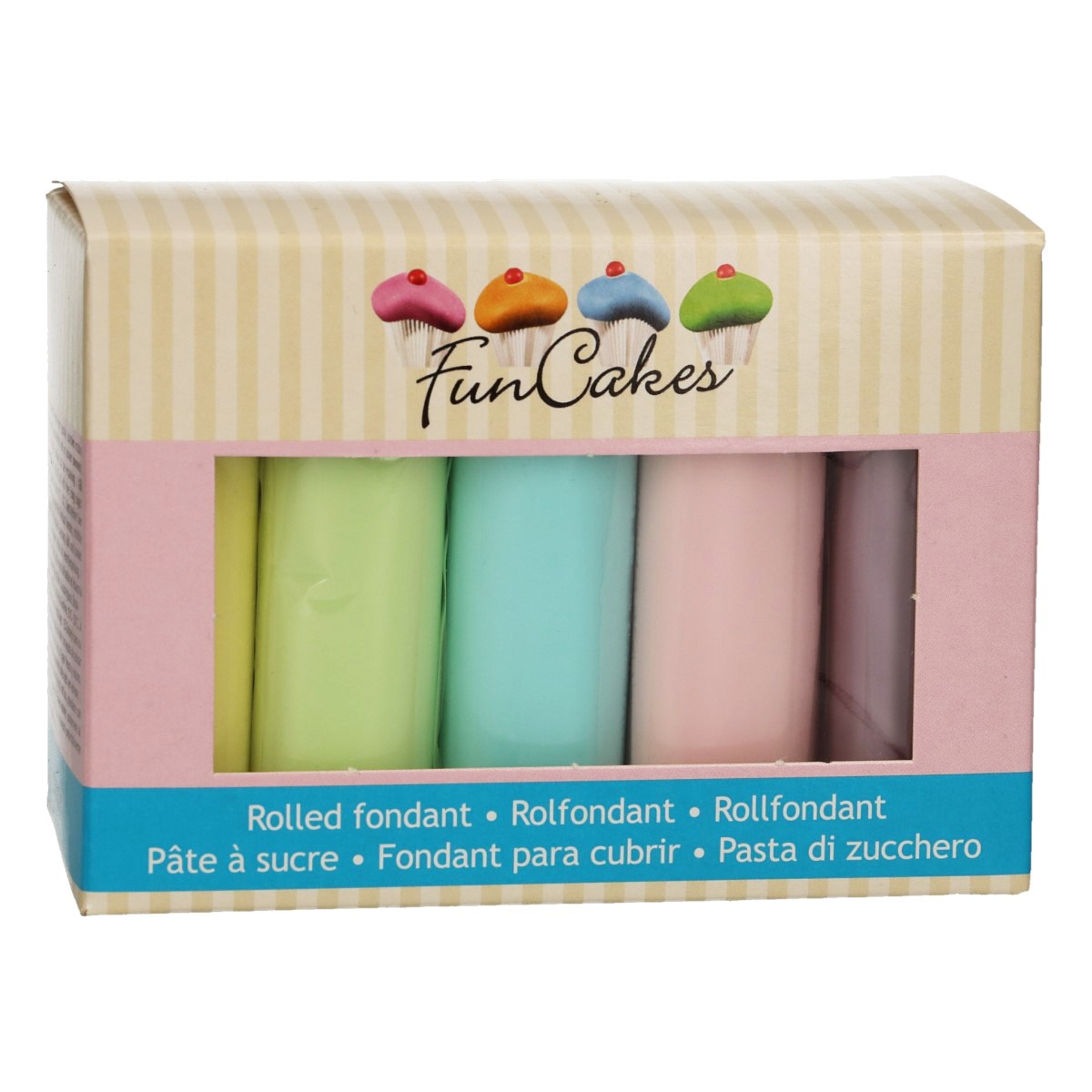 Sada 5 ks fondant pastelové farby 5x100 g