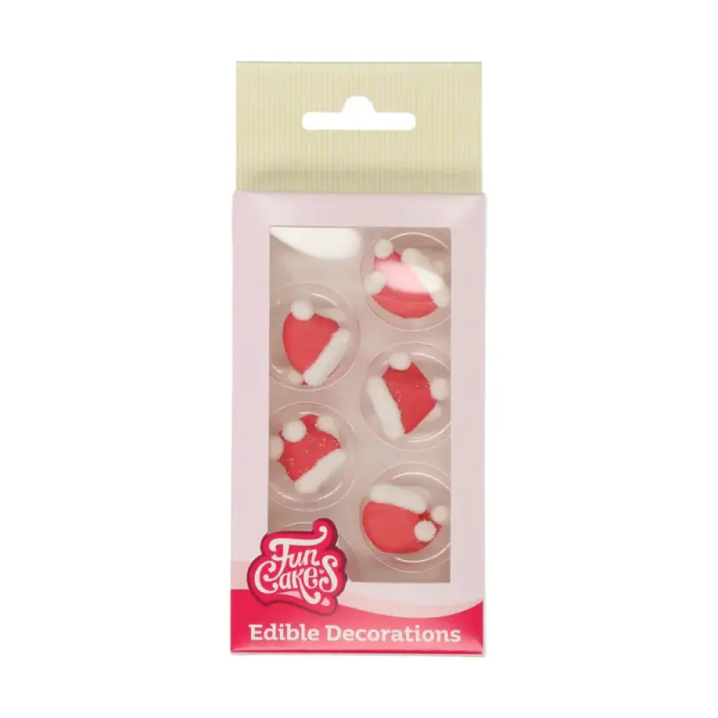 Fun Cakes Cukrové dekorácie - vianočný mix č. 2 Santove čapice 12 ks
