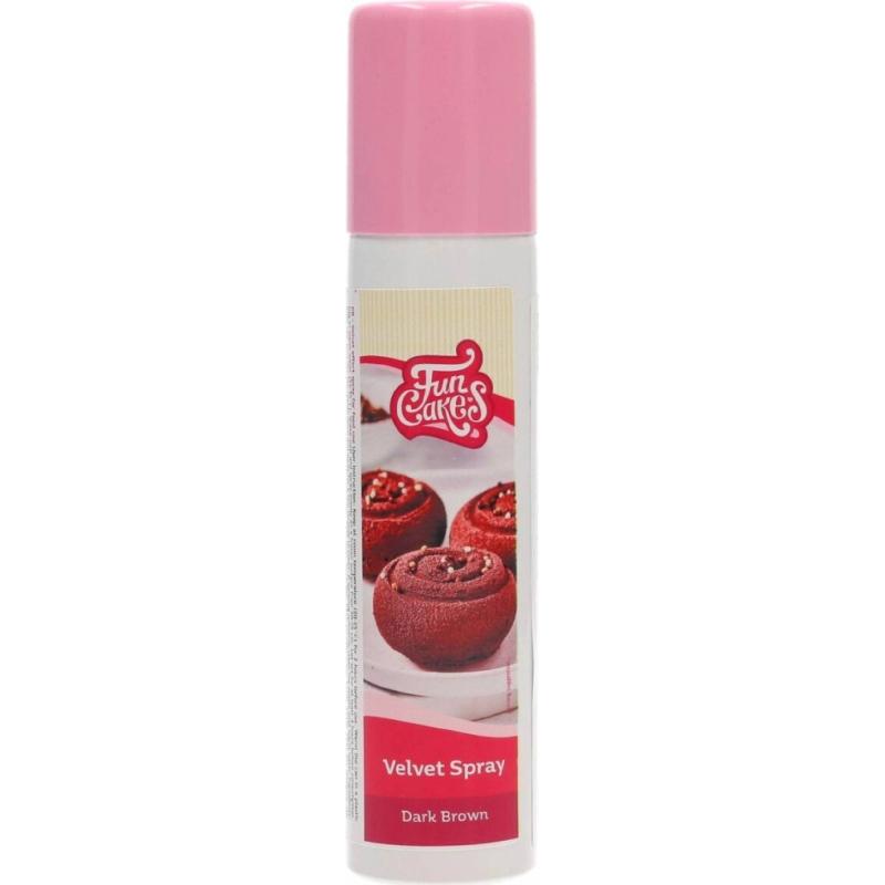 Fun Cakes Zamatový (velvet) sprej tmavo hnedý (dark brown) 100 ml